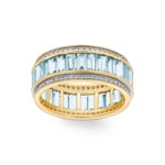 Ring 750/18 K Yellow Gold with Aquamarines & Diamonds 0.41 ct H/si - RI-73397-AQM-GG