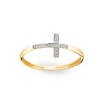 Ring 750/18 K Gelbgold mit Diamanten 0.04 ct H/si, Kreuz - RI-56708-GG