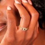 Ring 750/18 K Gelbgold Evil Eye mit Diamanten 0.08 ct H/si - RI-49757-GG