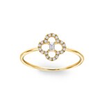 Ring 750/18 K Gelbgold mit Diamanten 0.10 ct H/si, Kleeblatt - RI-31785-GG