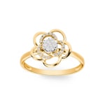 Bague or jaune 750/18 ct avec diamants 0.14 ct H/si, Fleur - RI-60811-GG