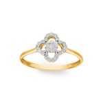 Bague or jaune 750/18 ct Trèfle avec diamants 0.17 ct H/si - RI-45232-GG