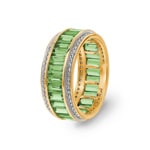 Ring 750/18 K Yellow Gold with Peridots & Diamonds 0.41 ct H/si