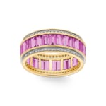 Ring 750/18 K Yellow Gold with Pink Sapphires & Diamonds 0.41 ct H/si - RI-73397-PSA-GG