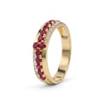 Ring 750/18 K Gelbgold mit Rubinen & Diamanten 0.08 ct