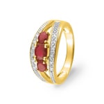 Ring 750/18 K Gelbgold mit Rubinen und Diamanten 0.06ct.