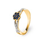 Ring 750/18 K Gelbgold mit Saphiren & Diamanten 0.07 ct H/Si Ø 58 - PR5667-2
