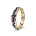 Ring 750/18 K Gelbgold mit Saphiren & Diamanten 0.08 ct