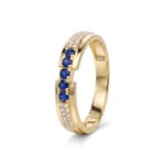 Ring 750/18 K Gelbgold mit Saphiren & Diamanten 0.09 ct