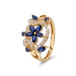 Ring 750/18 K Gelbgold mit Saphiren & Diamanten 0.14 ct