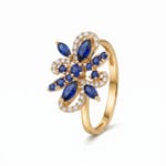 Ring 750/18 K Gelbgold mit Saphiren & Diamanten 0.15 ct