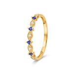 Ring 750/18 K Gelbgold mit Saphiren und Diamanten 0.04ct