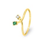 Ring 750/18 K Gelbgold mit Smaragd & Zirkonia