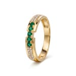 Ring 750/18 K Gelbgold mit Smaragden & Diamanten 0.09 ct