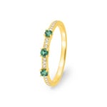 Ring 750/18 K Gelbgold mit Smaragden & Diamanten 0.10 ct