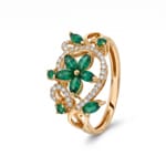 Ring 750/18 K Gelbgold mit Smaragden & Diamanten 0.14 ct
