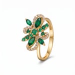 Ring 750/18 K Gelbgold mit Smaragden & Diamanten 0.15 ct