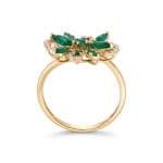 Ring 750/18 K Yellow Gold with Emeralds & Diamonds 0.15 ct - RI-73673-SMA-GG