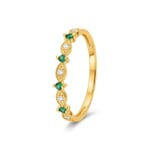 Ring 750/18 K Gelbgold mit Smaragden und Diamanten 0.04ct