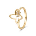 Ring 750/18 K Gelbgold Schmetterling mit Diamanten 0.02 ct