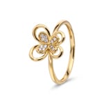 Ring 750/18 K Gelbgold Schmetterling mit Diamanten 0.05 ct