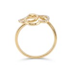 Bague or jaune 750/18 ct Cœurs entrelacés avec diamants 0.10 ct - RI-73796-GG