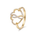 Ring 750/18 K Gelbgold verschlungene Herzen mit Diamanten 0.13 ct