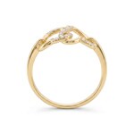 Bague or jaune 750/18 ct Cœurs entrelacés avec diamants 0.13 ct - RI-73798-GG