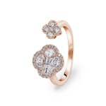 Ring 750/18 K Roségold Kleeblätter mit Diamanten 0.91 ct H/si