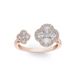 Ring 750/18 K Roségold Kleeblätter mit Diamanten 0.91 ct H/si - RI-05815-RG