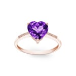 Ring 750/18 K Rose Gold with Amethyst and Diamonds 0.02 ct H/si - RI-52261-AME-RG
