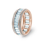 Bague or rosé 750/18 ct avec aigues-marines & diamants 0.41 ct H/si