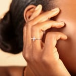 Ring 750/18 K Rose Gold with Diamonds 0.04 ct H/si, Cross - RI-56708-RG