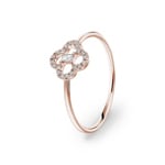Bague or rosé 750/18 ct avec diamants 0.10 ct H/si, Trèfle