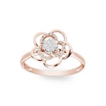 Ring 750/18 K Rose Gold with Diamonds 0.14 ct H/si, Flower - RI-60811-RG