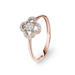 Bague or rosé 750/18 ct avec diamants 0.17 ct H/si, Trèfle