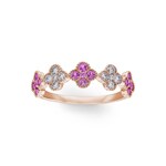 Ring 750/18 K Roségold mit pinken Saphiren & Diamanten 0.22 ct H/si - RI-05424-PSA-RG