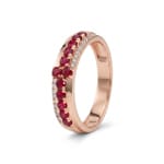 Ring 750/18 K Roségold mit Rubinen & Diamanten 0.08 ct