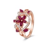 Ring 750/18 K Roségold mit Rubinen & Diamanten 0.14 ct