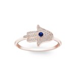 Ring 750/18 K Roségold Fatima-Hand mit Saphir & Diamanten 0.10 ct H/si - RI-24295-RG