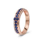 Ring 750/18 K Roségold mit Saphiren & Diamanten 0.08 ct