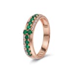 Ring 750/18 K Roségold mit Smaragden & Diamanten 0.08 ct