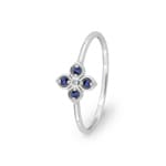 Ring 750/18 K Weissgold Blume mit Saphiren & Diamant 0.01 ct