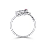 Ring 750/18 K Weissgold Herz mit Rubin & Diamanten 0.12 ct - RI-73800-RUB-WG