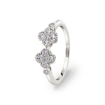 Ring 750/18 K White Gold Cloverleaves with Diamonds 0.37 ct H/si