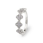 Ring 750/18 K White Gold Cloverleaves with Diamonds 0.48 ct H/si
