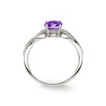 Ring 750/18 K Weissgold mit Amethyst rund & Diamanten 0.15 ct H/si - RI-54201-AME-WG