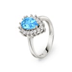 Bague or gris 750/18 ct avec topaze bleue & zircones Ø 54 - 10-RT-015RI