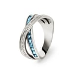 Bague or gris 750/18 ct avec topazes bleues et diamants 0.09 ct H/si Ø 55 - PR06344/04