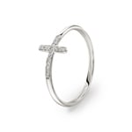 Ring 750/18 K White Gold with Diamonds 0.04 ct H/si, Cross